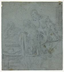 Three Men Seated at Table (recto), c. 1700. Creator: Unknown