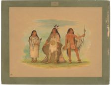 Three Minatarree Indians, 1861. Creator: George Catlin
