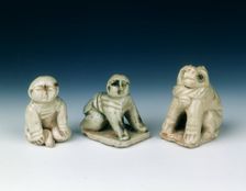 Three miniature figures, Northern Song dynasty, China, 960-1127. Creator: Unknown