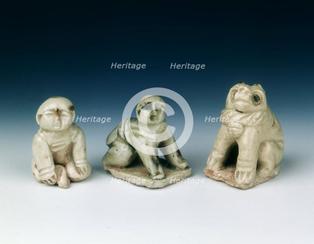 Three miniature figures, Northern Song dynasty, China, 960-1127. Creator: Unknown.