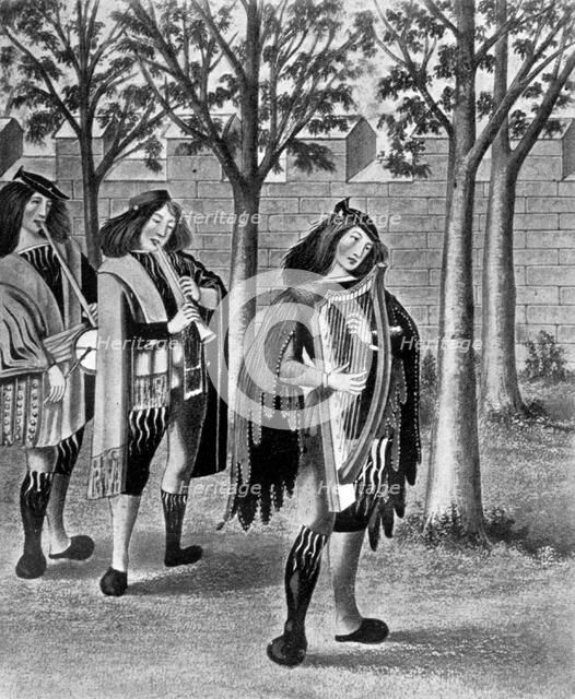 Three minstrels, c1480, (1910). Artist: Unknown