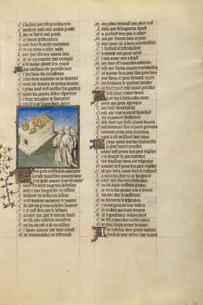 Three Misers at a Table; Roman de la Rose, about 1405. Creator: Unknown