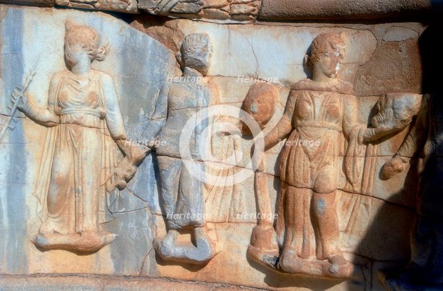 Three Muses, Sabratha, Libya, c161-c192 AD. Creator: Vivienne Sharp.