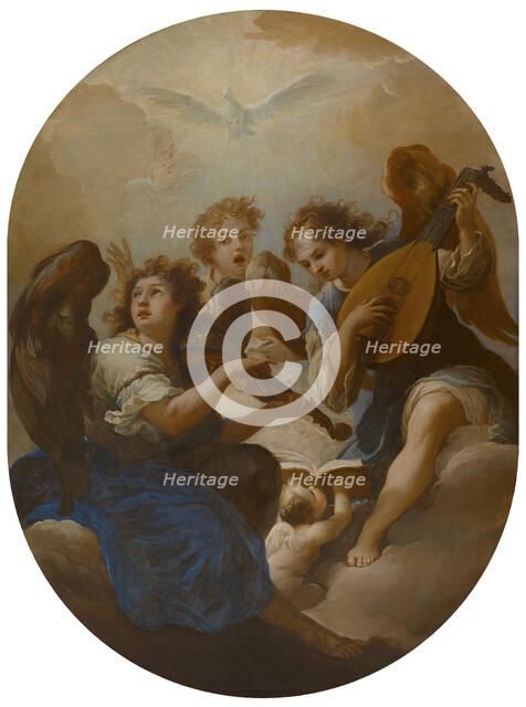 Three Music Making Angels, before 1720. Artist: Procaccini, Andrea (1671-1734)