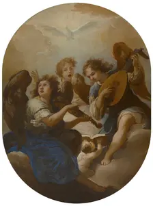 Three Music Making Angels, before 1720. Artist: Procaccini, Andrea (1671-1734)