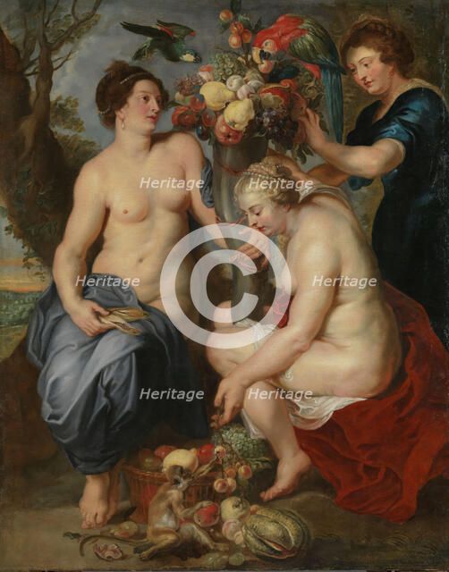 Three Nymphs with the Horn of Plenty; Ceres and Two Nymphs, c1628. Creator: Frans Snyders.