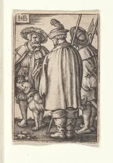 Three soldiers and a dog. Creator: Beham, Hans Sebald (1500-1550)