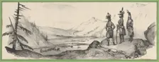 Three soldiers in a landscape, mid-19th century. Creator: Victor Adam