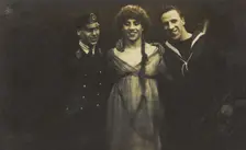 Three sailors with arms round each other, 1917. Creator: Unknown