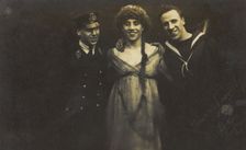 Three sailors with arms round each other, 1917. Creator: Unknown