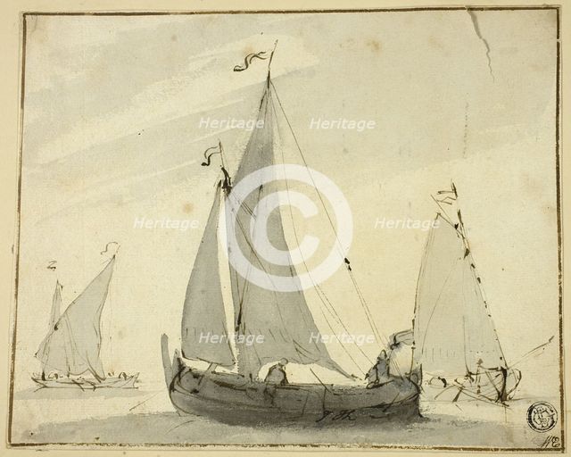 Three Sailboats, n.d. Creator: Willem van de Velde the Younger.