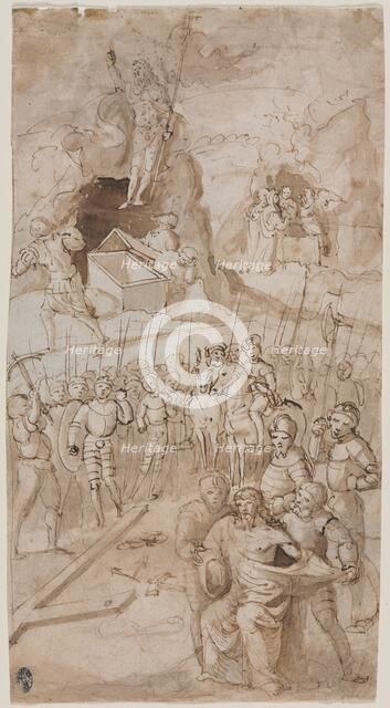 Three Scenes from the Passion of Christ (recto) Architectural Sketch (verso) , 1500s. Creator: Unknown.