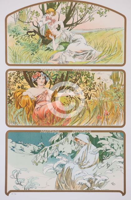 Three Seasons, c. 1898. Creator: Mucha, Alfons Marie (1860-1939).