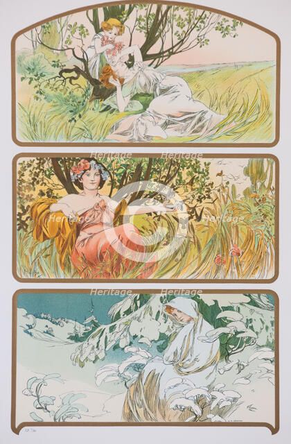 Three Seasons, c. 1898. Creator: Mucha, Alfons Marie (1860-1939).
