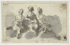 Three Seated Figures (recto); Seated Man in Profile (verso), n.d. Creator: Unknown
