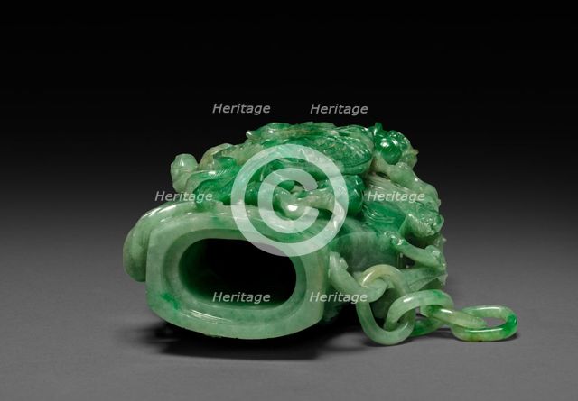 Three-Sectional Altar Group: Cylindrical Carving with Phoenix, 1644-1911. Creator: Unknown.