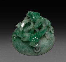 Three-Sectional Altar Group: Small Bowl with Carved Dragon (lid), 1644-1911. Creator: Unknown