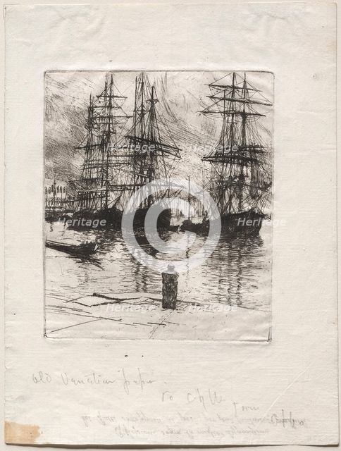 Three Ships, Venice, 1880. Creator: Otto H. Bacher (American, 1856-1909).
