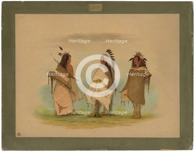 Three Shoshonee Warriors, 1861. Creator: George Catlin.