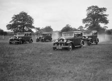 Three Singer Super Sixes and a Singer Senior at the Bugatti Owners Club gymkhana, 5 July 1931. Artist: Bill Brunell