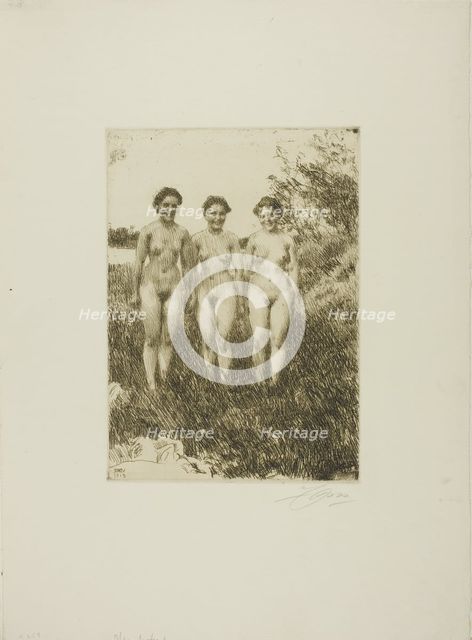 Three Sisters, 1913. Creator: Anders Leonard Zorn.