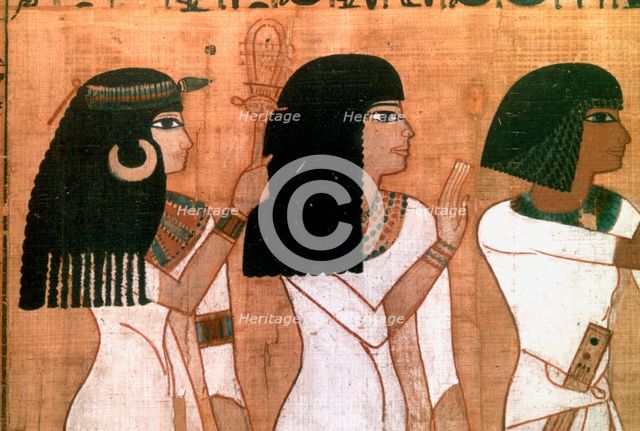 Three sisters, detail from an Ancient Egyptian mural. Artist: Unknown