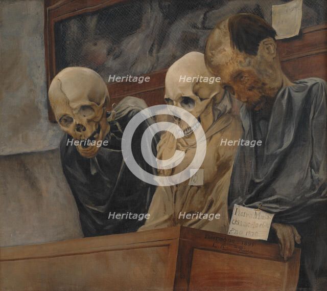 Three Skulls from the Catacombe dei Cappuccini at Palermo , 1894. Creator: Ring, Laurits Andersen (1854-1933).
