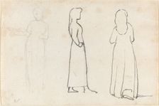 Three Sketches of a Standing Woman, c. 1790. Creator: John Flaxman