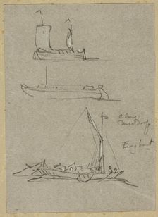 Three Sketches of Dusseldorf River Boats, n.d. Creator: William Alfred Delamotte