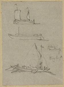 Three Sketches of Dusseldorf River Boats, n.d. Creator: William Alfred Delamotte