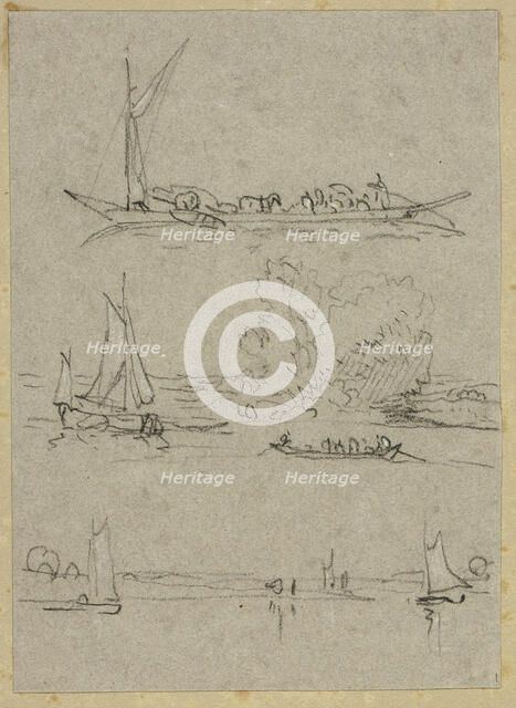 Three Sketches of Dusseldorf River Boats, n.d. Creator: William Alfred Delamotte.