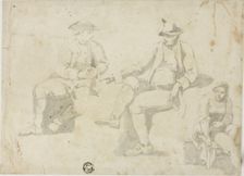 Three Sketches of Seated Figures, n.d. Creator: Unknown