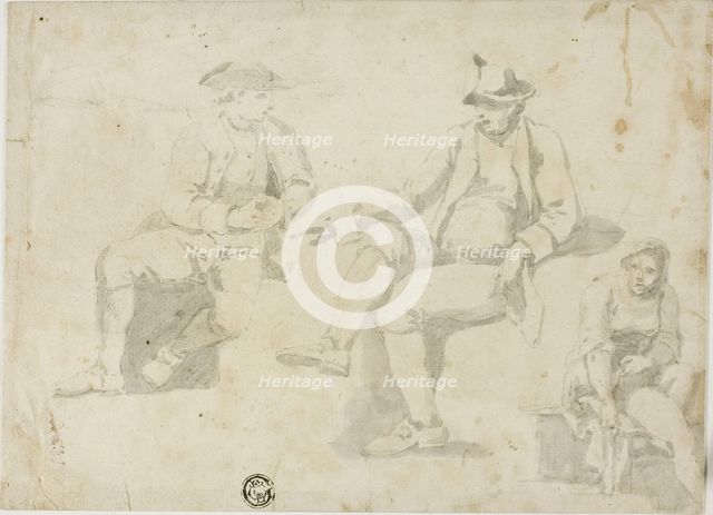 Three Sketches of Seated Figures, n.d. Creator: Unknown.