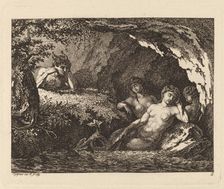 Three Sleeping Sprites with a Satyr, 1769. Creator: Salomon Gessner