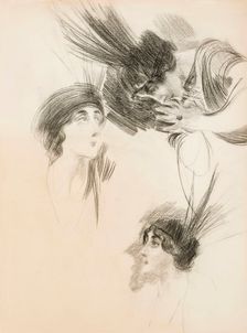 Three Studies for The Portrait of Dora di Rudinì Labouchère. Creator: Boldini, Giovanni (1842-1931)