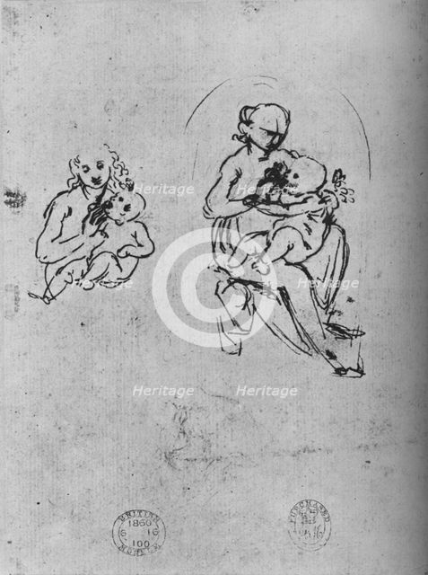 'Three Studies of a Madonna and Child', c1475 (1945). Artist: Leonardo da Vinci.