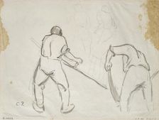 Three studies of a male harvester, c1870s. Artist: Camille Pissarro