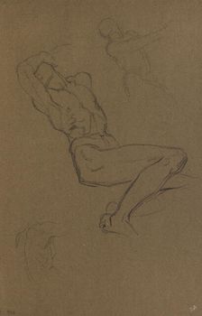 Three studies of a male nude, c1840-1900. Creator: George Frederick Watts