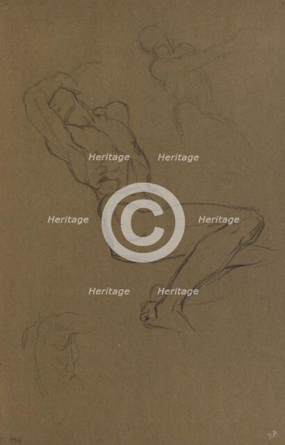 Three studies of a male nude, c1840-1900. Creator: George Frederick Watts.