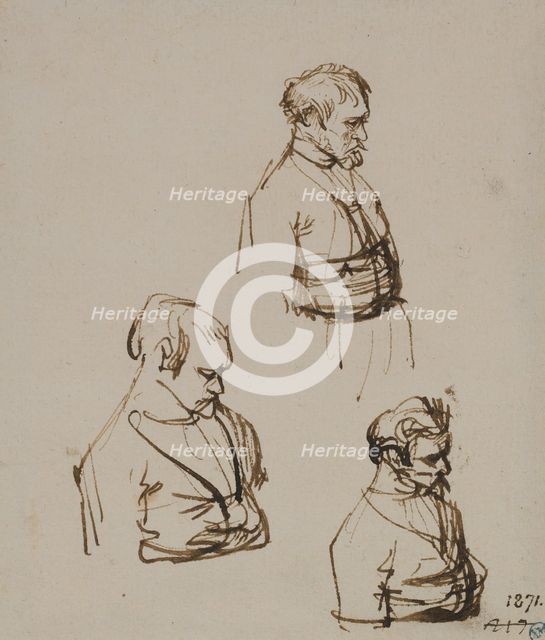 Three studies of a man seen in profile. Creator: Rembrandt Harmensz van Rijn.