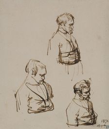 Three studies of a man seen in profile. Creator: Rembrandt Harmensz van Rijn