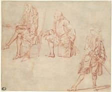 Three Studies of a Gentleman, 1710/11. Creator: Jean-Antoine Watteau