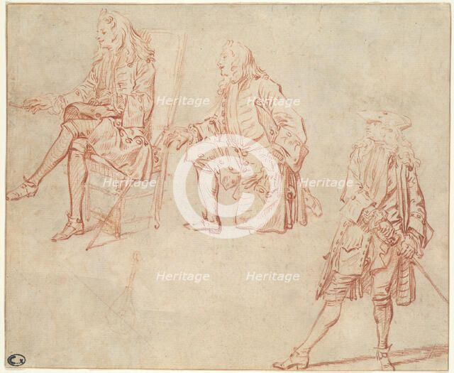 Three Studies of a Gentleman, 1710/11. Creator: Jean-Antoine Watteau.