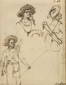 Three studies of an archer. Creator: Rembrandt Harmensz van Rijn