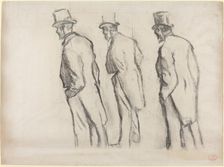 Three Studies of Ludovic Halévy Standing, c. 1880. Creator: Edgar Degas