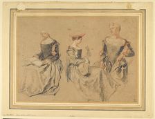 Three Studies of Seated Women, c. 1715. Creator: Jean-Antoine Watteau