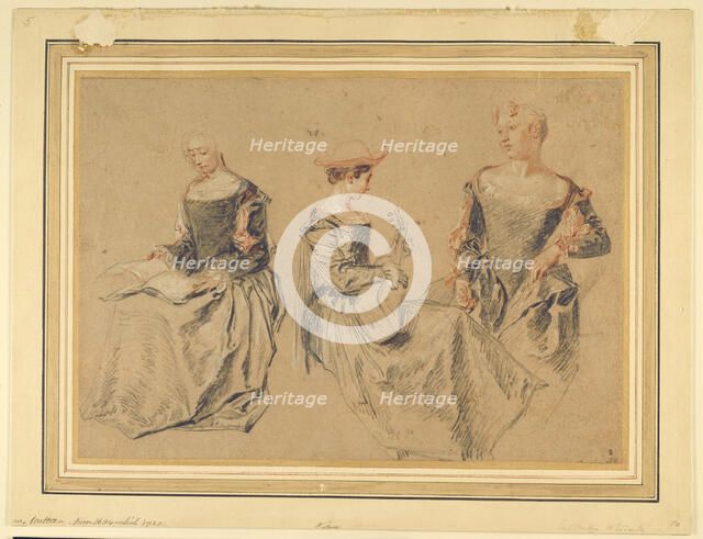 Three Studies of Seated Women, c. 1715. Creator: Jean-Antoine Watteau.