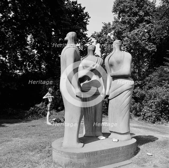 'Three Standing Figures' by Henry Moore, Battersea Park, London, 1962-1964. Artist: John Gay
