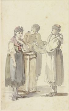 Three standing peasant women, the one on the left seen from the front, the one in the..., c1771-1772 Creator: Georg Melchior Kraus