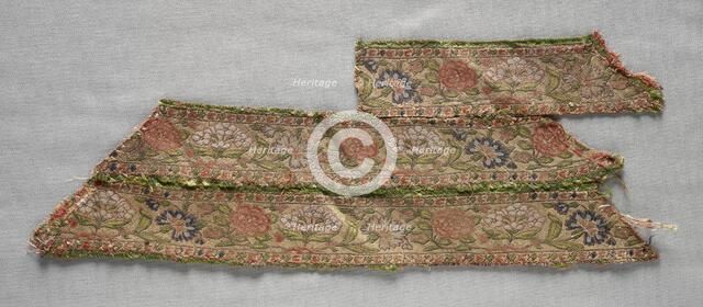 Three Strips Pieced Together, 1700s - 1800s. Creator: Unknown.